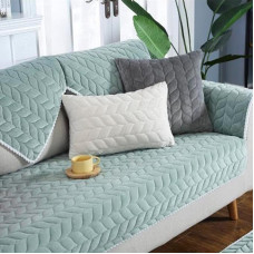 Ywqjl Aksominis sofos užvalkalas, sofos apsauga, neslystantis, skirtas 1, 2, 3, 4 sėdimoms vietoms, L formos sofos užvalkalas, neslystantis, šuns metimas ant sofos, sofos metimas, žalias, 70 x 150 cm