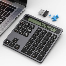 Bluetooth & 2.4G Numeric Keypad - 34-Button Numpad with Calculator - Slim Wireless Number Pads, Portable Bluetooth Number Pad for MacBook, iMac, Windows, Laptop, Desktop, PC, Smartphone
