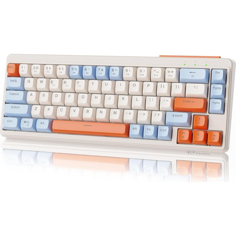 ZIYOU LANG ×FREEWOLF M68 TKL belaidė žaidimų klaviatūra, 3 režimų kompaktiška membraninė klaviatūra 2,4 GHz/BT5.1/USB-C, 19 klavišų su apsauga nuo vaiduoklių, 