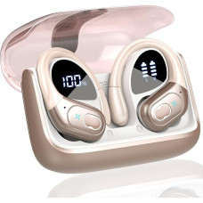 Aptkdoe Bluetooth Sports Headphones, Wireless Bluetooth 5.3 Headphones with ENC Microphone, 75 Hours HiFi Stereo Bluetooth Headphones In Ear, IPX7 Waterproof Earphones with Ear Hooks, Rose Gold