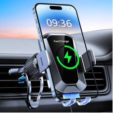 EOIWUY 15 W Car Mobile Phone Holder with Charging Function, Automatic Clamping: Inductive Charging Station Car, Stable & Fast Wireless Charger, Car Mobile Phone Holder Ventilation for iPhone