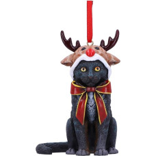 Nemesis Now Reindeer Cat Hanging 9cm Black Christmas