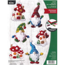 Bucilla Gnomes Felt Appliques Christmas Ornaments Pack of 6