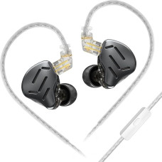 KZ Zax In-Ear Headphones, 16 Units, HiFi Noise Reduction, Hybrid Controlled IEM Headphones, Zinc Alloy Earbuds with Detachable Silver Plated Upgrade Cable (Zax Black, with Microphone)