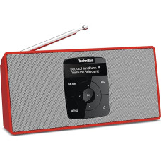 TechniSat DIGITRADIO 2 S - Portable DAB Stereo Radio with Battery (DAB+, FM, Bluetooth Audio Streaming, OLED Display, Headphone Jack, Stereo 2 W RMS) Red/Silver