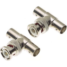 BNC Male to 2X Female T Adapter - 50 Ohm 3 Way T-Type Dual Female Coaxial Adapter Connector Splitter for Coaxial Cable, CCTV, Antenna - Pack of 2