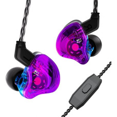 Yinyoo CCZ Melody In-Ear Monitors Hybrid 1BA 1DD HiFi Headphones, Deep Bass, Lightweight In-Ear Headphones IEM with 4N OFC Cable for Musician/Drummer/Bassist (Purple Blue, with Microphone)