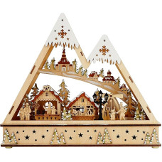 abc HOME living Christmas Decoration Winter Village Battery Operated Plywood Approx. 8 cm D x 35 cm W x 29 cm H