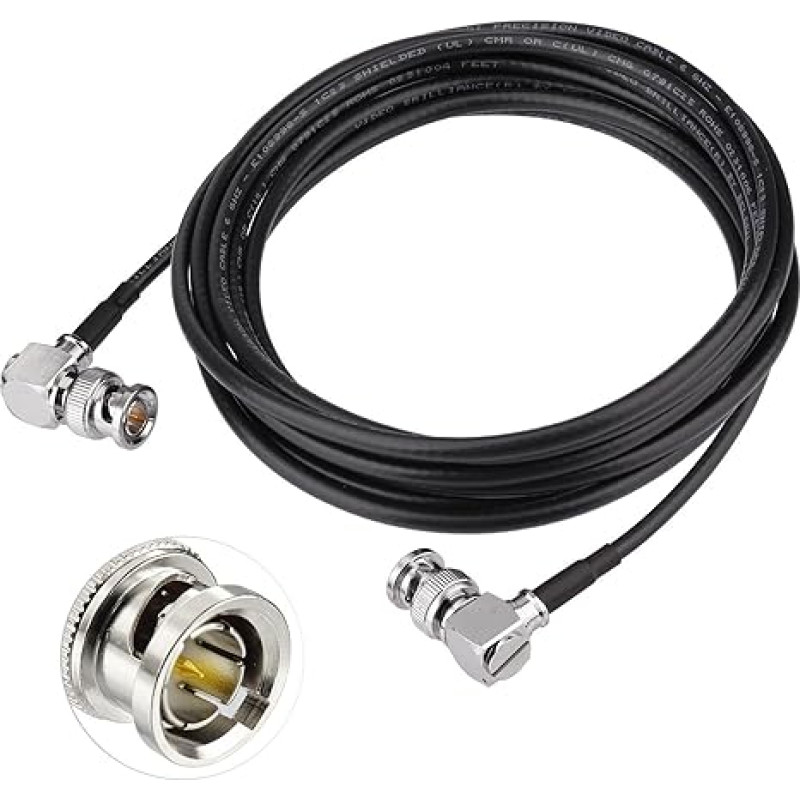 Superbat 6G SDI Cable BNC Male Right Angle to BNC Male Right Angle 75 Ohm Low Loss Belden 1855A Cable 10FT for HDTV and Professional SDI Applications Supports HD-SDI, 3G-SDI, MADI etc.