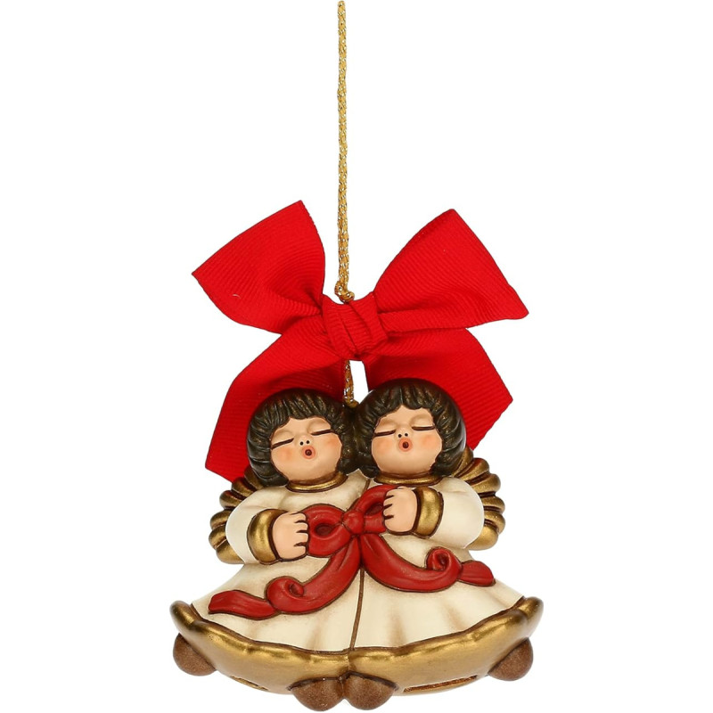 THUN - Christmas Decoration Pair Angel Maxi - Ceramic - Christmas Line - Living Room Decoration of the House - 7.7 x 3.9 x 6.9 cm H