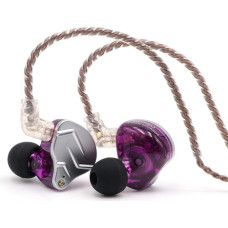 LINSOUL KZ ZSN Pro Dual Driver 1BA + 1DD Hybrid Metal Earphones HiFi In-Ear Monitor with Removable Recessed 2Pin Cable, Zinc Alloy Panel (Purple, Without Microphone)