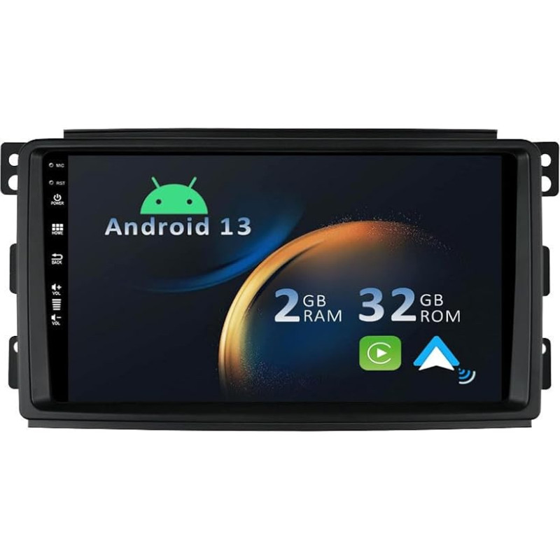 YUNTX Android 13 Car Radio for Benz Smart Fortwo 451 (2005-2010)-[Integrated CarPlay/Android Car/GPS]-9 Inch IPS 2.5D Touchscreen Free Camera DAB/Steering Wheel Control/MirrorLink/Bluetooth 5.0/WiFi