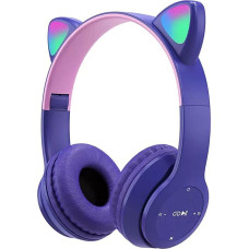 ROSEBEAR Bluetooth 5.0 Wireless Headphones, Kids Cat Ear Foldable Bluetooth Headphones with LED Light, Over-Ear Headset for PC/Phone/Home/Study/Travel