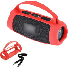 Silicone Case for JBL Charge 5 Wi-Fi/Charge 5 Portable Bluetooth Speaker, Protective Case with Handle and Shoulder Strap, Accessories for Wireless Speakers, Red