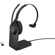 Jabra Evolve2 55 - Cordless Mono Headset with Charging Station and Jabra Air Comfort - Noise Cancelling Microphones and ANC - Compatible with All UC Platforms such as Zoom and Google Meet - Black