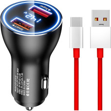 80W Supervooc Car Charger Warp Charge USB C Charging Cable Car Quick Charger Adapter for Oneplus 12 11 11 Pro 10 Pro 9 9Pro 8 8Pro 7 7Pro for Oppo Find X7 X6 X5 X4 X3 X2 Reno 11 10 9 8