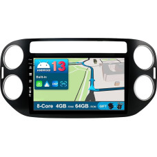 JOYX Android 13 IPS Car Radio Suitable for VW Tiguan 1 NF (2006-2017) - [4G+64G] - Built-in DSP/Carplay/Android Car - Camera + Mic - 9 Inch 2 DIN - Steering Wheel Control WiFi DAB 360-Camera Fast-Boot