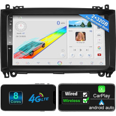 For Benz W245 Viano Vito W639 Sprinter 9 Inch Android Car Radio, 2+32G Android Car Radio for Mercedes-Benz A-Class/B-Class with Wireless CarPlay Display Navigation Touchscreen 4G WiFi RDS BT