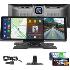 2024 Wireless A-pple Carplay & Android Car Portable Car Radio, Dual Dash Cam Carplay Screen, podofo 9.3 Inch Touchscreen Audio Receiver with Siri/GOO-gle/GPS/Bluetooth/FM/AUX for All Vehicles