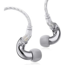 WGZBLON Mini In-Ear Monitor, 6mm Lightweight Membrane Dynamic Driver HiFi Earphones Real Sound High Definition Resolution Excellent Reduction Performance Speaker (without Microphone, Silver)