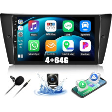 4+64G SIXWIN Android 13 Car Radio for BMW 3 Series E90 E91 E92 E93 2005-2011 with Carplay/Android Auto/Mirrorlink, 9 Inch Capacitive Touchscreen Supports WiFi/GPS/FM/Bluetooth/SWC+ AHD Reversing