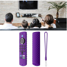 Remote Control Cover for Fire TV Stick, Fire TV Stick Protection, Lightweight and Anti-Slip Remote Control Silicone Case with Holder and Bracelet (Purple)