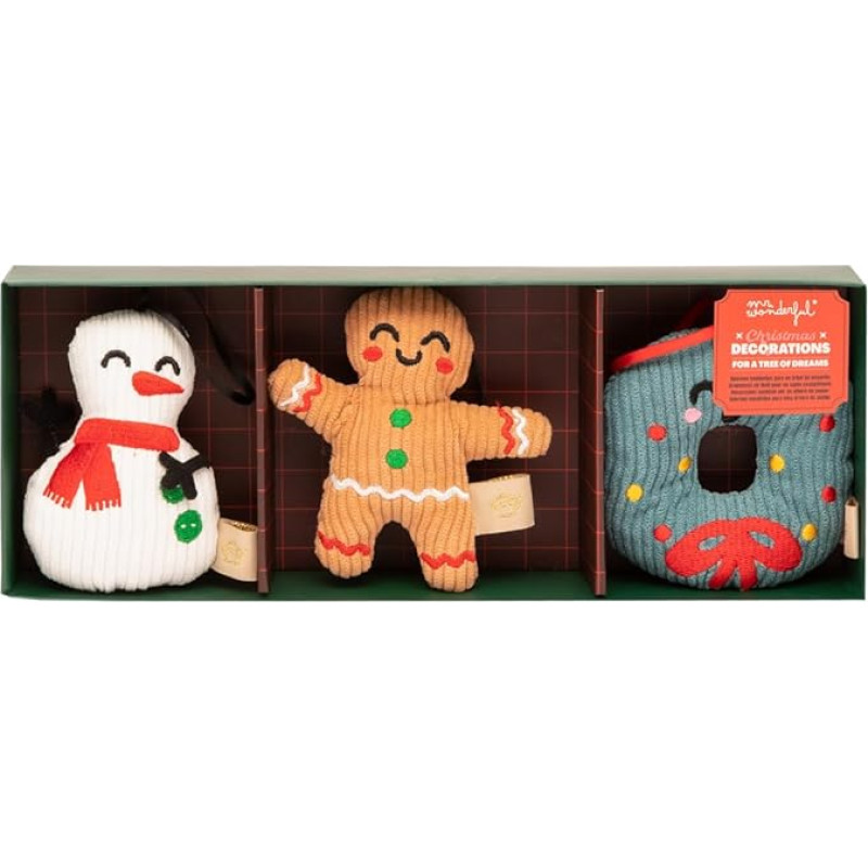 Mr. Wonderful - Christmas Ornaments for a Wonderful Christmas Tree - Snowman, Gingerbread Man and Christmas Wreath