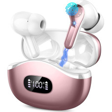 Wireless In-Ear Earphones, Bluetooth 5.3, with 4 ENC Noise Cancelling Mics, Deep Bass, 40-Hour IP7 Waterproof Earbuds, LED Display