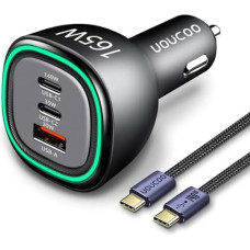 UOUCOO 165 W Cigarette Lighter USB C Car Charger, PD3.1 140 W / PD3.0 100 W PPS45W Car Charger USB C Car Charger Adapter Quick Charger for MacBook Pro/Air, Type-C Tablet Laptop/Samsung/iPhone