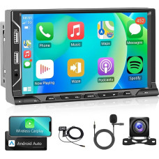 Android 13 Car Radio 2 DIN with DAB/DAB+ Adapter Wireless Apple Carplay Android Car GPS Navigation WiFi 7 Inch Car Radio with Mirror Link Bluetooth FM/RDS/DAB/6 USB/AUX/TF/DVR Steering Wheel Control