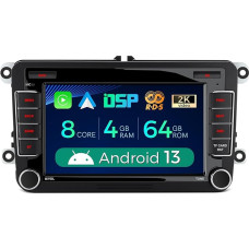 XTRONS 7 Inch Android 13 Car Radio Octa Core 4GB 64GB Multimedia Player for VW Skoda Seat Built-in 4G LTE Car Play Android Car DSP GPS Bluetooth 5.0 WiFi Optional DAB OBD TPMS DVR AHD Camera