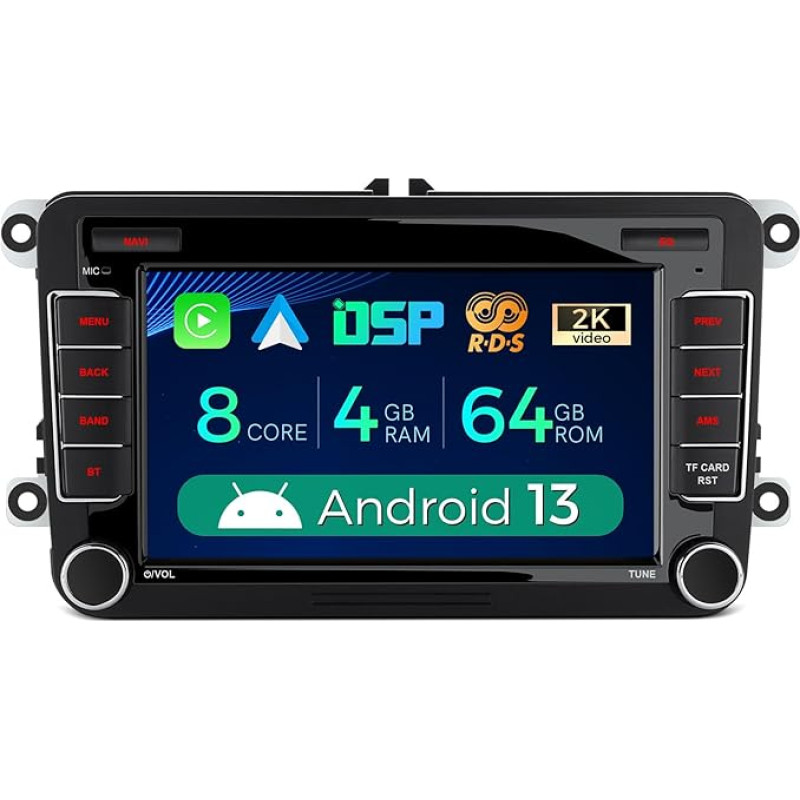 XTRONS 7 Inch Android 13 Car Radio Octa Core 4GB 64GB Multimedia Player for VW Skoda Seat Built-in 4G LTE Car Play Android Car DSP GPS Bluetooth 5.0 WiFi Optional DAB OBD TPMS DVR AHD Camera