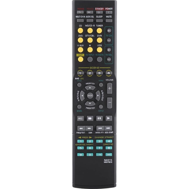 Mavis Laven Audio Remote Control Universal Replacement Remote Control for Yamaha RAV315 WN22730 EU