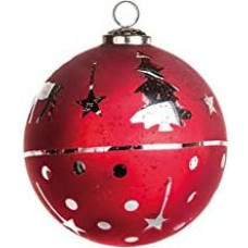 EUROCINSA Ref.28023 Glass Ball Pendant Red with Silver Stag Pins and Stars 12 cm Diameter 12 cm Set of 4 12 cm