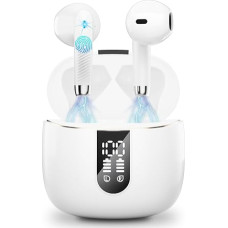 Bluetooth Headphones, In-Ear Headphones Bluetooth 5.3 with 40H Deep Bass, 2024 Wireless Headphones Bluetooth with ENC Noise Cancelling Mic, IP7 Waterproof Wireless Earbuds Earphones, USB-C, White