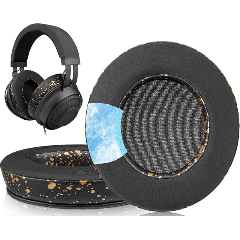 SOULWIT Cooling-Gel Professional Replacement Ear Pads for Razer Kraken 2019/Tournament Edition/Ultimate/Kitty, Earpads for Nari/Essential/Ultimate, Blackshark V2 X, Kraken X/V3 X Headset