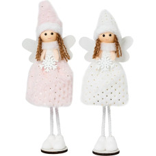 Mopec NA78 Set of 2 Pink and White Angels with Wooden Base, 8 x 29 x 7 cm, Multi-Colour