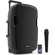 Audibax Denver 10 Altavoz Activo PA 10 Inch Con Batería, Ruedas + 1 Micro Inalámbrico Mano