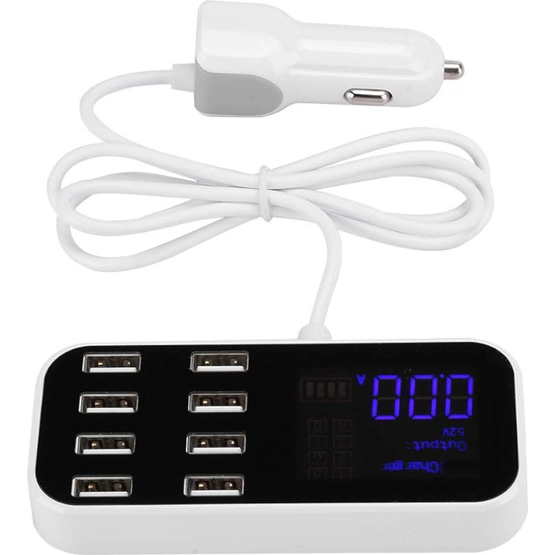 Car Charger A9S 8-Port Hub Portable Car 3 Mode Charger Power Supply with LED Indicator for Phone and Other USB Devices