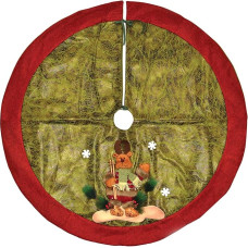 Shatchi Deluxe Christmas Tree Skirt with 3D Reindeer Handmade Width 120cm Perfect for 1.5m, 1.8m, 2.1m, 2.4m Christmas Tree