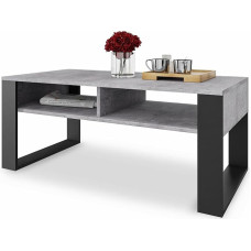 MeblePitus.pl Elegantiškas kavos staliukas 120 x 60 cm - Boho stilius - Atvira dviguba lentyna - Puiki namų svetainės puošmena - Didelis paviršius - Pagamintas iš patvarių sofos staliuko medžiagų