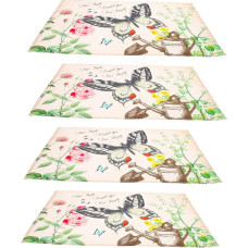 Alipis 1 medvilnės ir lino derliaus kilimėlių rinkinys Derliaus kilimėliai Stalo apdaila Kilimėliai Apvalūs austi apvalūs kilimėliai Stalo komplektas, pagamintas iš audinio Patalynė, pagaminta iš medvilnės 4 vnt.