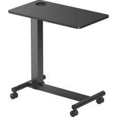 PureMounts® Mobiler Beistell-Tisch höhenverstellbar, Höhenverstellbarkeit 71,2cm bis 106,2cm, bis zu 7kg Tragkraft, feststellbare Rollen, integrierter Getränkehalter, schwarz