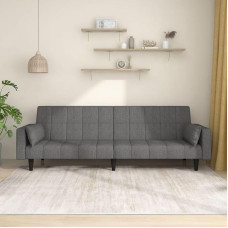 CIADAZ sofa-lova 2 sėdimų vietų su 2 pagalvėlėmis, šviesiai pilkas audinys, poilsio sofa, sofos ir kušetės, poilsio sofa, sofa svetainei, sofa su - 375833