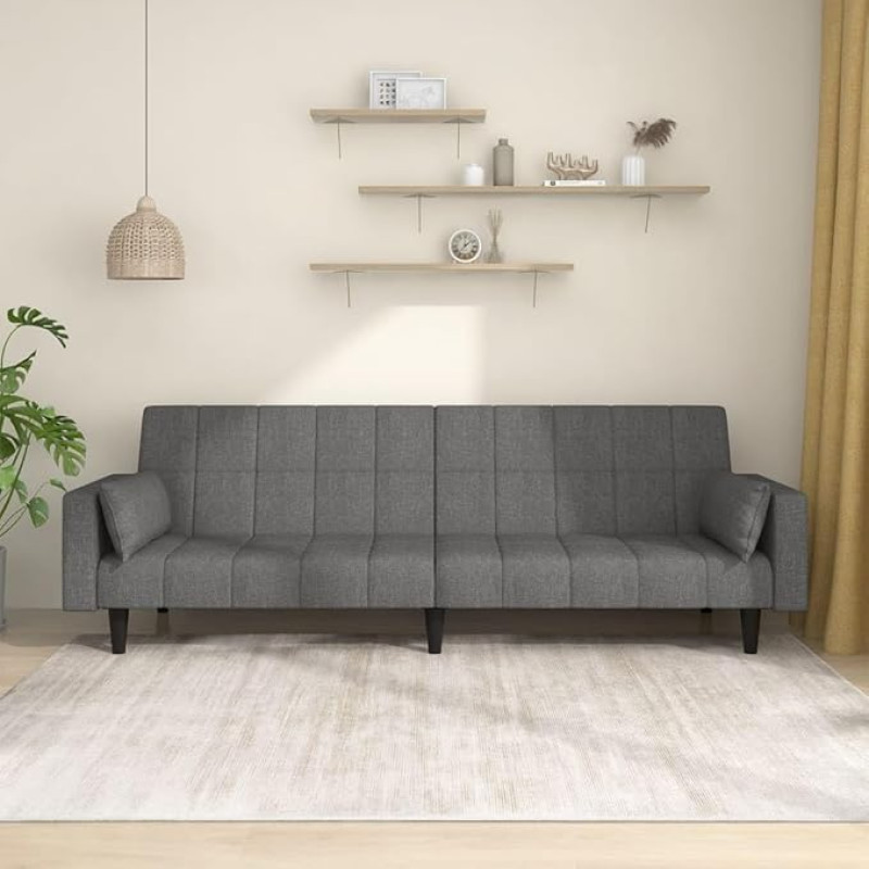 CIADAZ sofa-lova 2 sėdimų vietų su 2 pagalvėlėmis, šviesiai pilkas audinys, poilsio sofa, sofos ir kušetės, poilsio sofa, sofa svetainei, sofa su - 375833