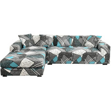 LiveGo L-förmiger Sofabezug, 2-teilig, dehnbar, elastisch, 3-Sitzer, Chaiseloniere, Möbelschutz, Schonbezüge mit 4 Kissenbezügen für Wohnzimmer, Haustiere, Kinder