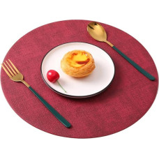 Tischsets-Set, Esstischmatten, 6-teilig, Leder-Tischset, rund, wärmeisolierend, Geschirrunterlage, Heim-Esstischmatte (Farbe: 3er-Pack) (Argento)