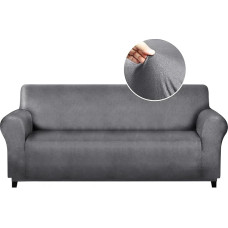 molasofa Übergroßer Sofabezug für Heimdekoration, weicher 3-Kissen-Couchbezug für Sofa, lederähnlicher Spandex-Schonbezug, 1-teiliger Couchbezug für Hunde und Katzen (Übergroßes Sofa, Grau)