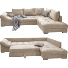 Graži velvetinė kampinė sofa su miego funkcija, 
