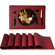 ANVALI Platzdeckchen-Set, Esstischsets, 6-teiliges Set aus Leder-Tischsets, ölfest, wasserdicht, wärmeisolierend, rutschfest, Untersetzer-Set, waschbar (Spalva : D, Dydis : 45X30cm 6vnt.) (Spalva : E)